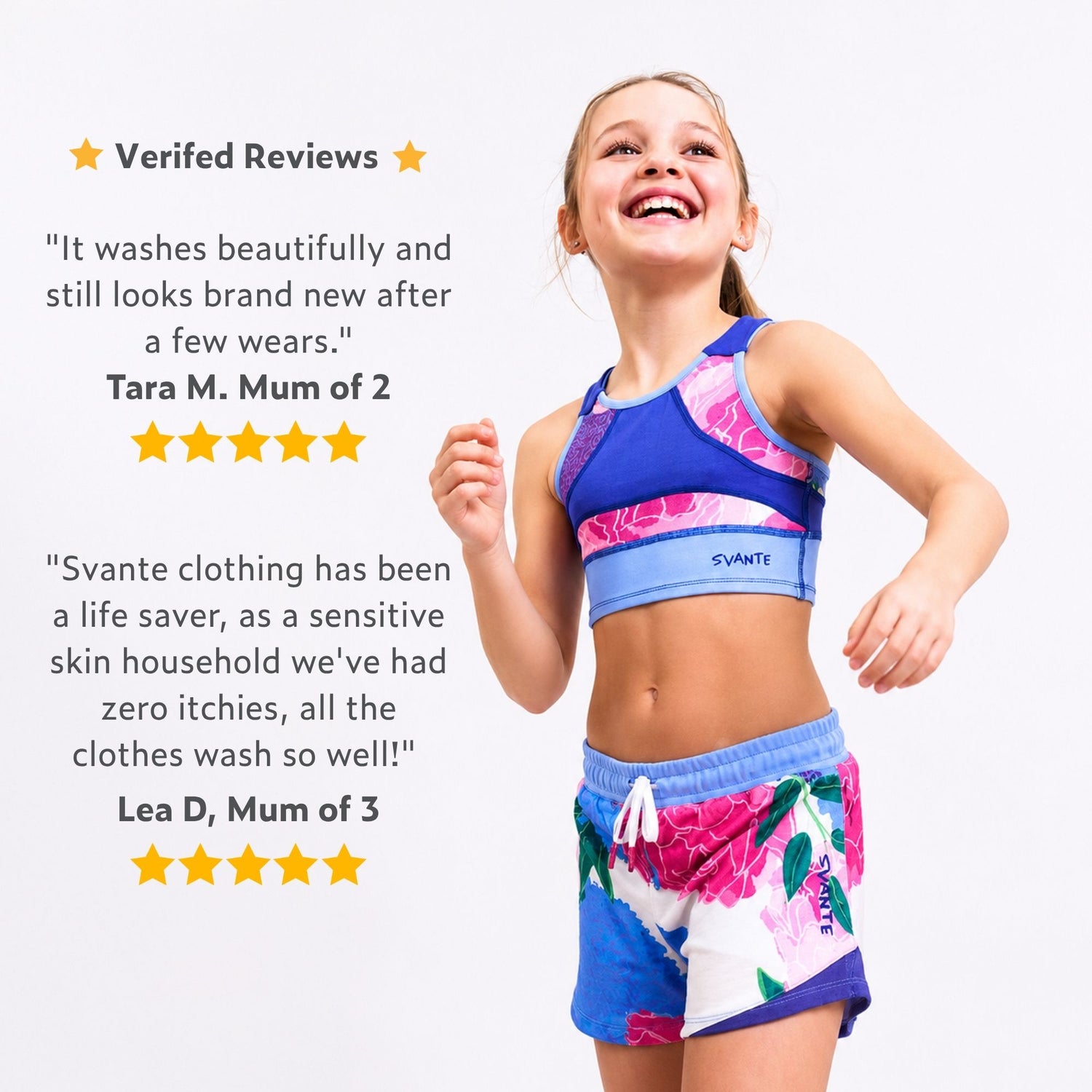 Summer Set | Girls Blue Sports Crop & Blue Floral Sports Shorts