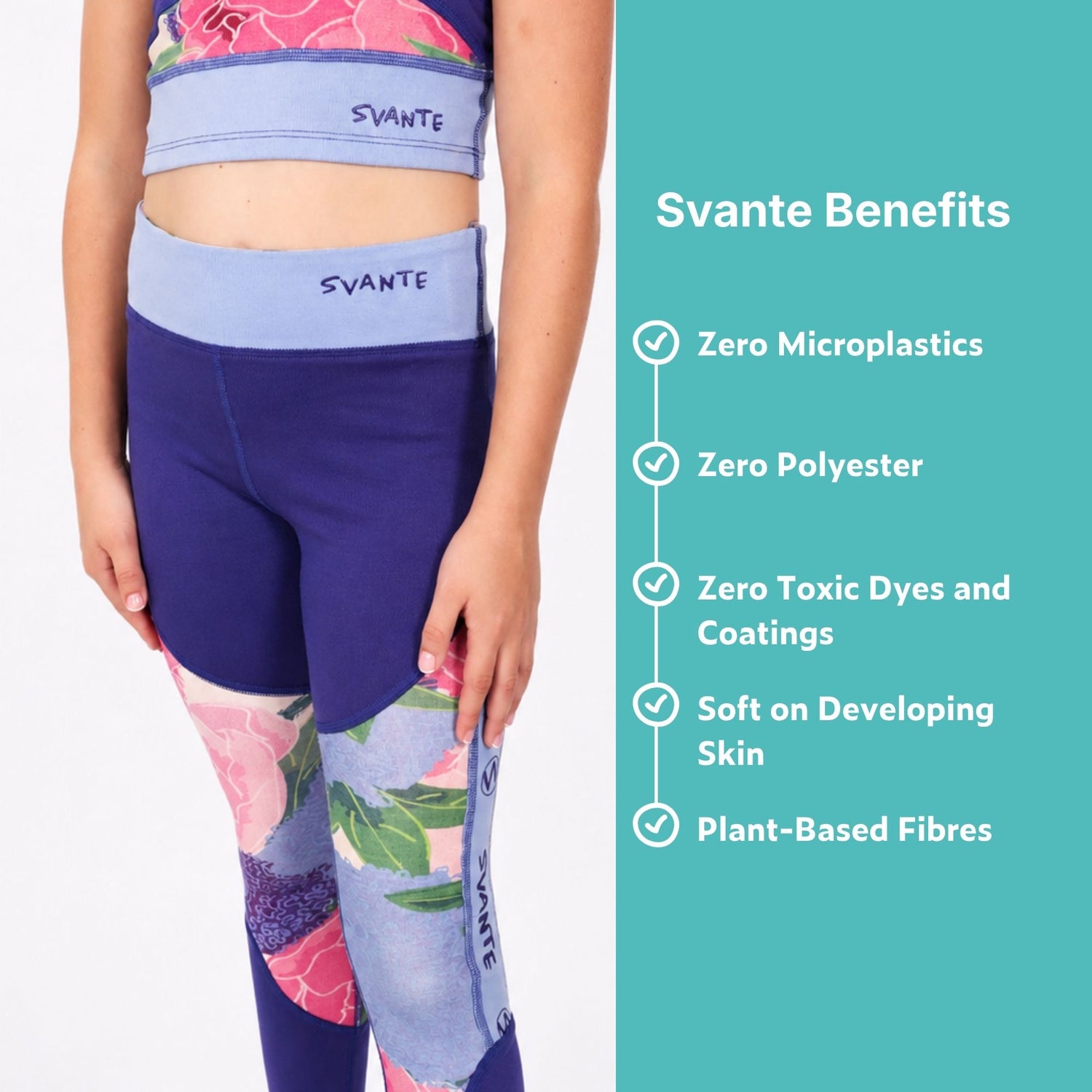 Girls Plantech™ 2-Piece Blue Sports Crop-Top & Sports Leggings Set