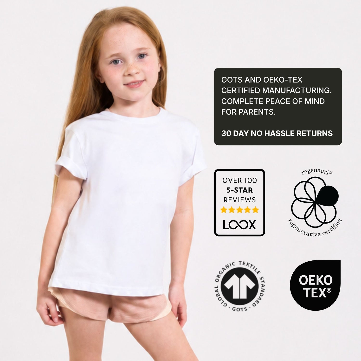 Girls Set | White Organic Cotton T-Shirt & Pink Sports Shorts