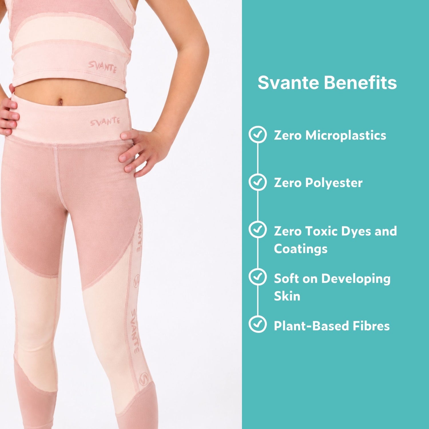 Girls Plantech™ 2-Piece Pink Sports Crop-Top & Leggings Set