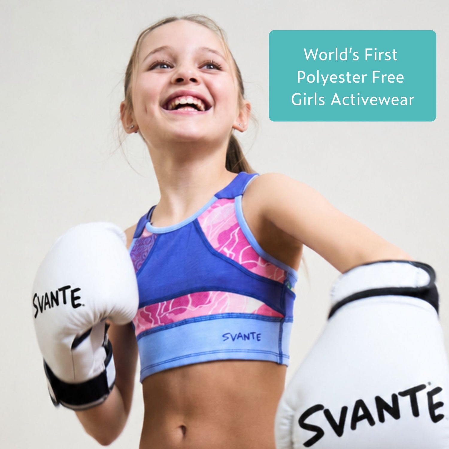 Girls Blue Sports Crop Top | Plantech™ Plant Based